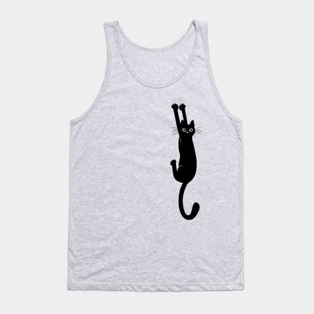 Black Cat Holding On Tank Top by Coffee Squirrel